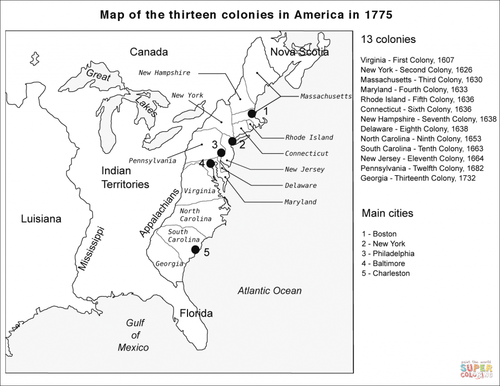13 Colonies Map Coloring Page | Free Printable Coloring Pages - 13 Colonies Map Printable
