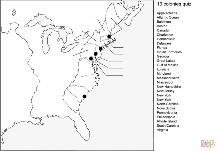 Outline Map 13 Colonies Printable