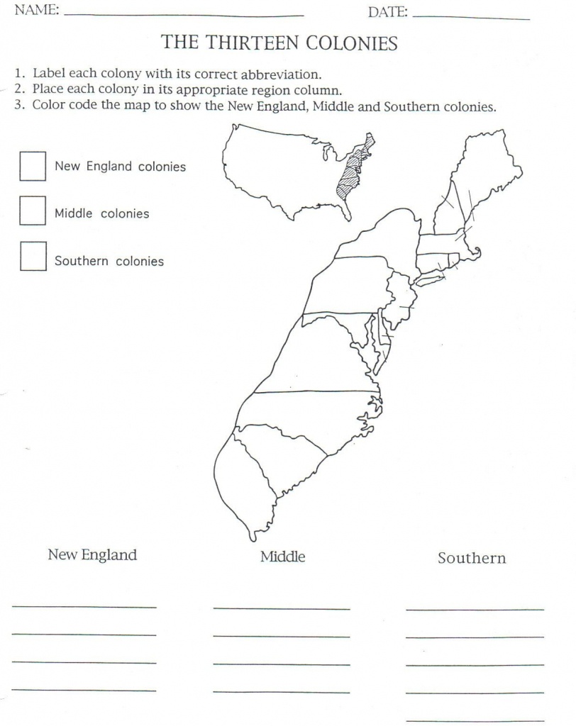 13 Colonies Map To Color And Label, Although Notice That They Have - New England Colonies Map Printable