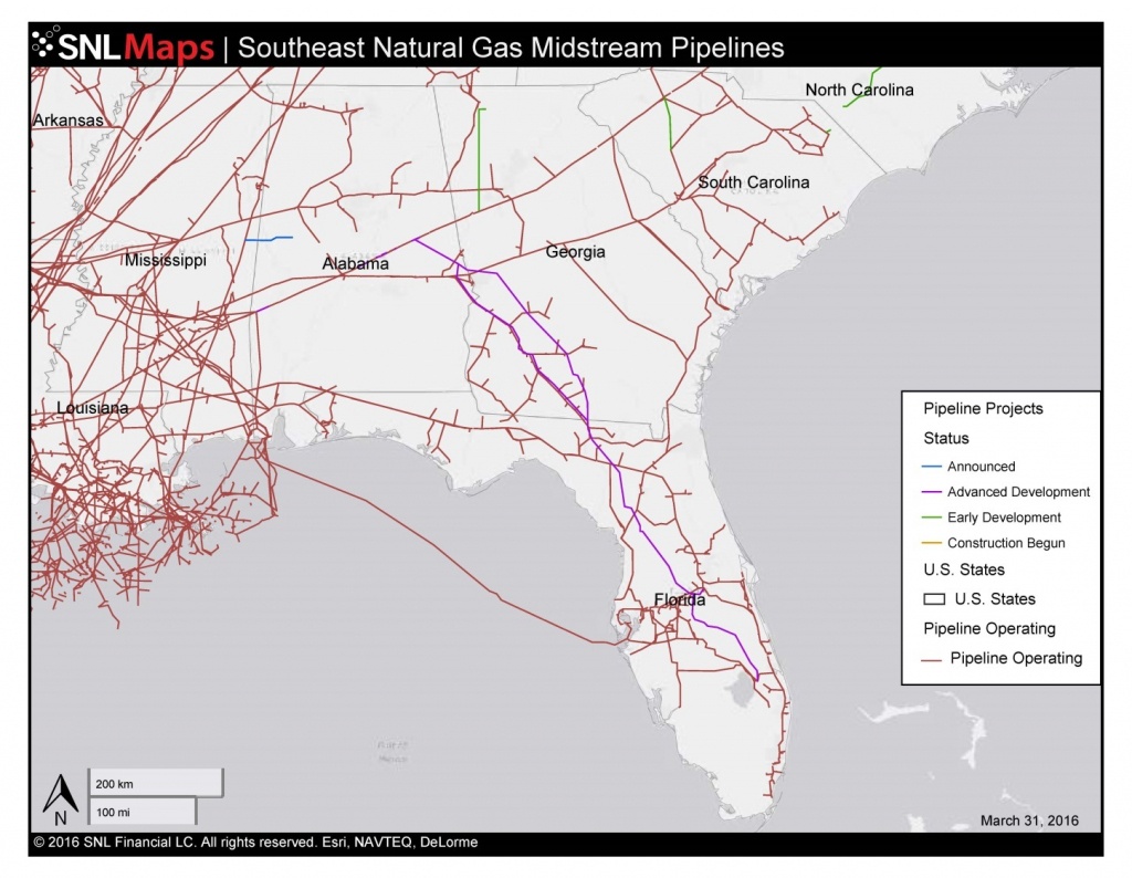 1448×1123 Map Of Southeast Mid-Stream Natural Gas Pipelines, In - Florida Gas Pipeline Map