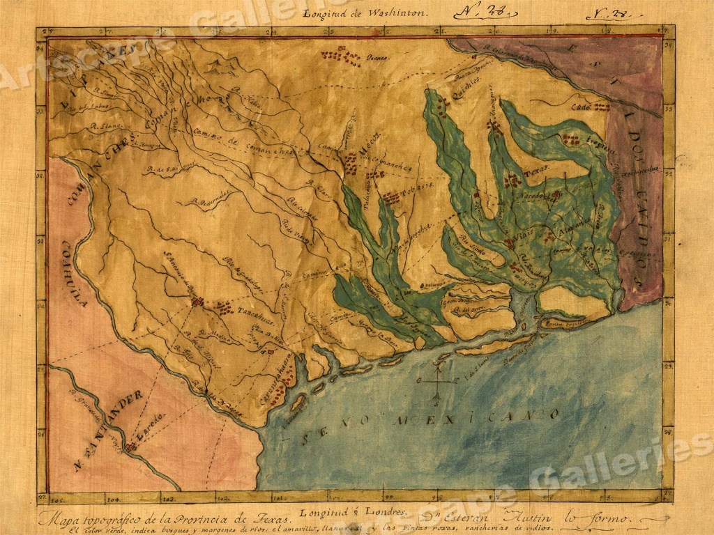 1822 Map Of Texas Territory And Gulf Coaststephen F. Austin - Stephen F Austin Map Of Texas