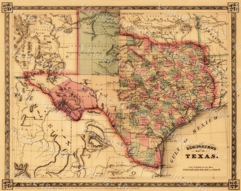1866 Texas Map Old West Map Antique Texas Map Restoration | Etsy - Old Texas Map