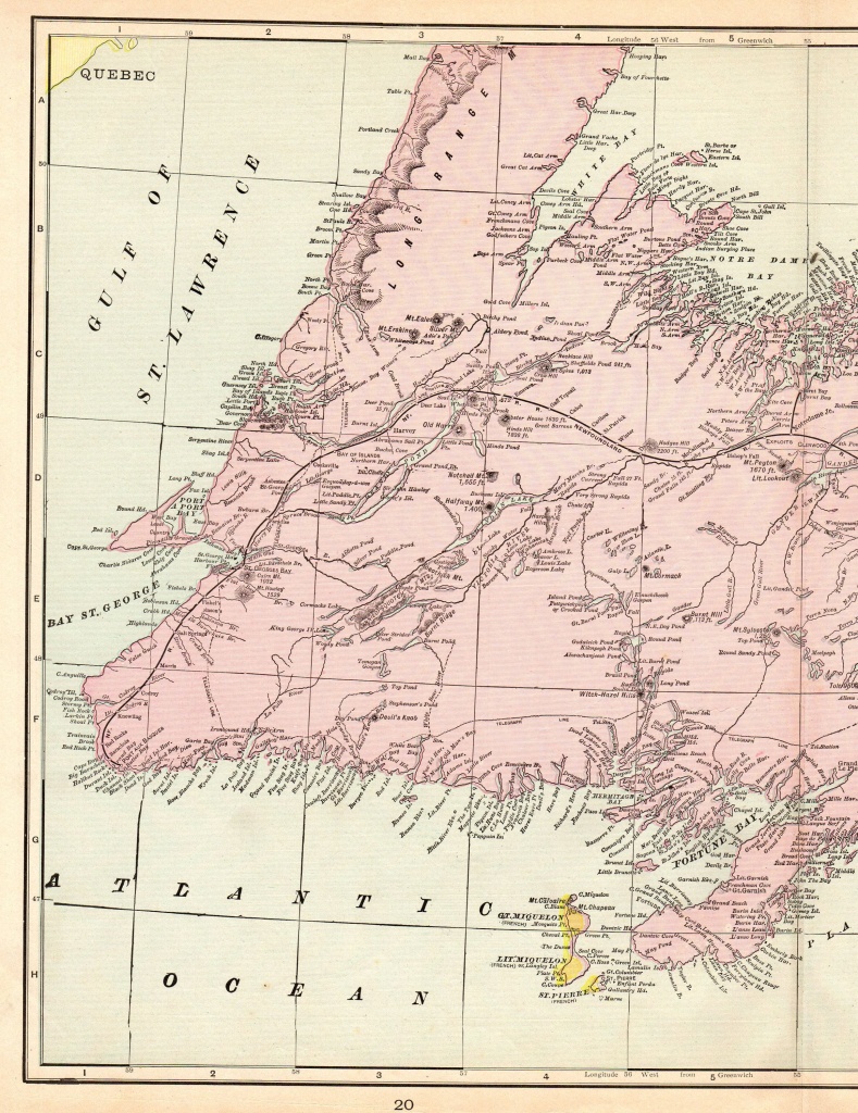 1901 Antique Newfoundland Map Of Newfoundland Canada Print Vintage - Printable Map Of Newfoundland