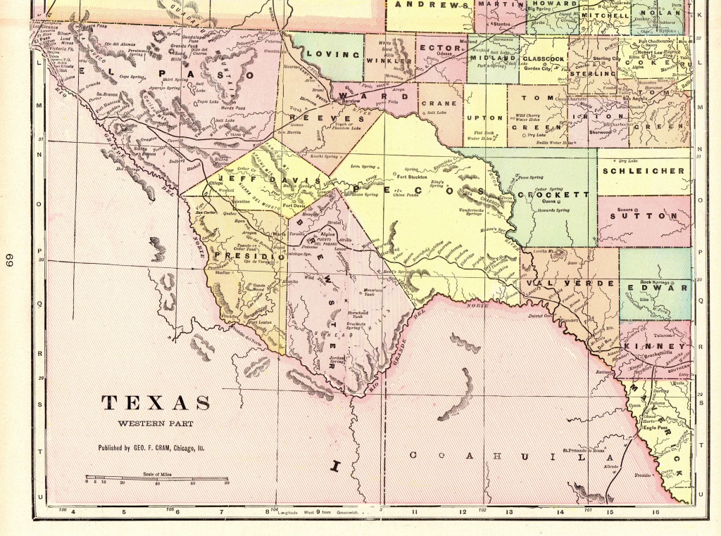 1901 Vintage Texas Map Of Western Texas Antique Map Travel | Etsy - Vintage Texas Map