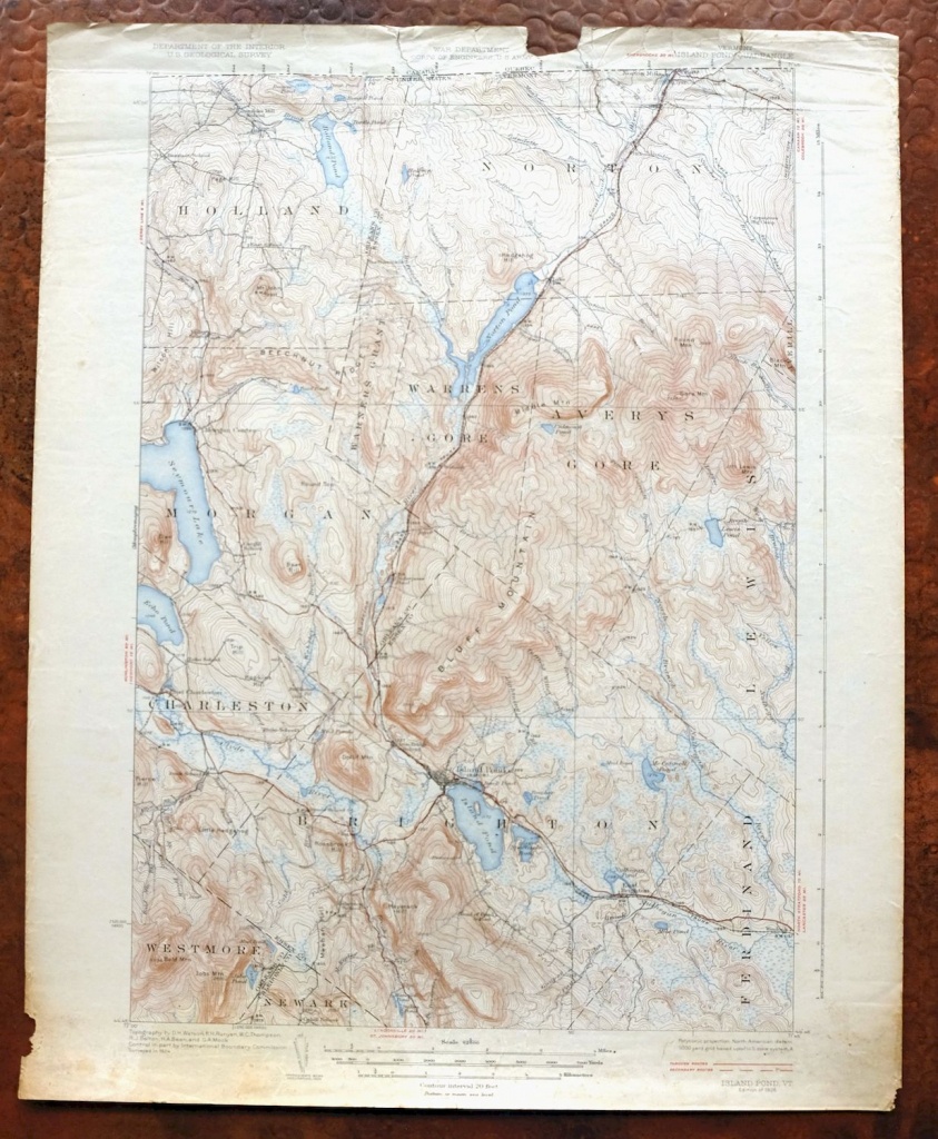 1926 Brighton Island Pond Vermont Vintage Original Usgs Topo Map - Usgs Printable Maps