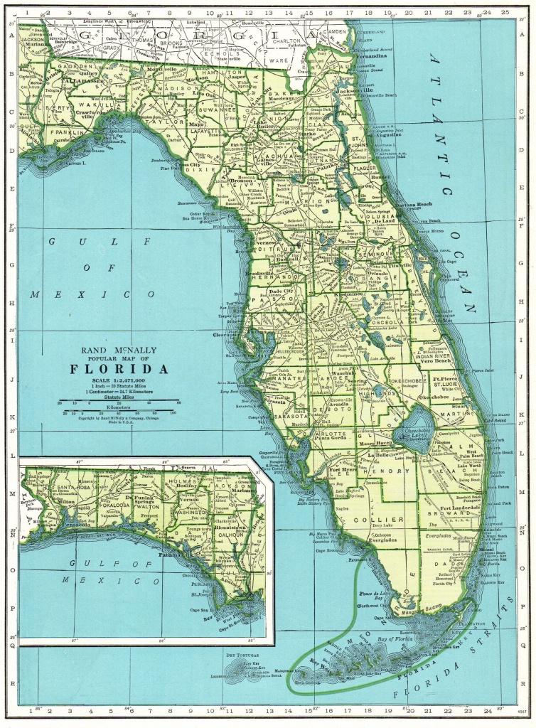1947 Vintage Florida Map Antique State Map Of Florida Print Gallery - Vintage Florida Map