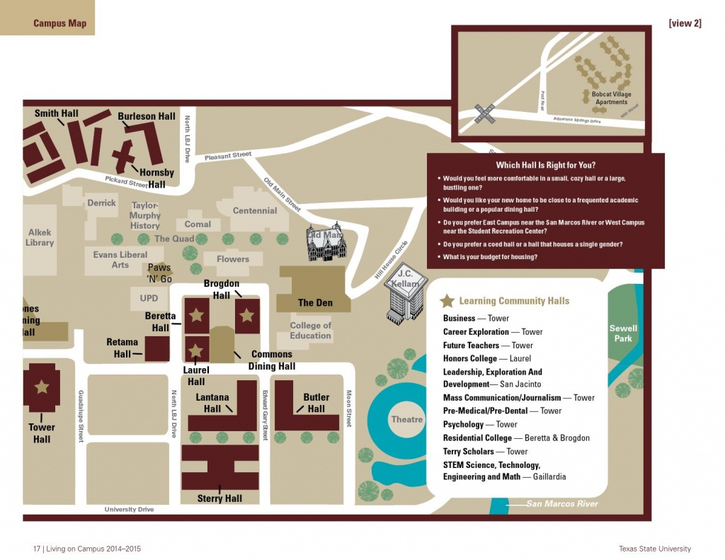 2014-2015 Live Like A Bobcathousing And Residential Life At - Texas State University Housing Map