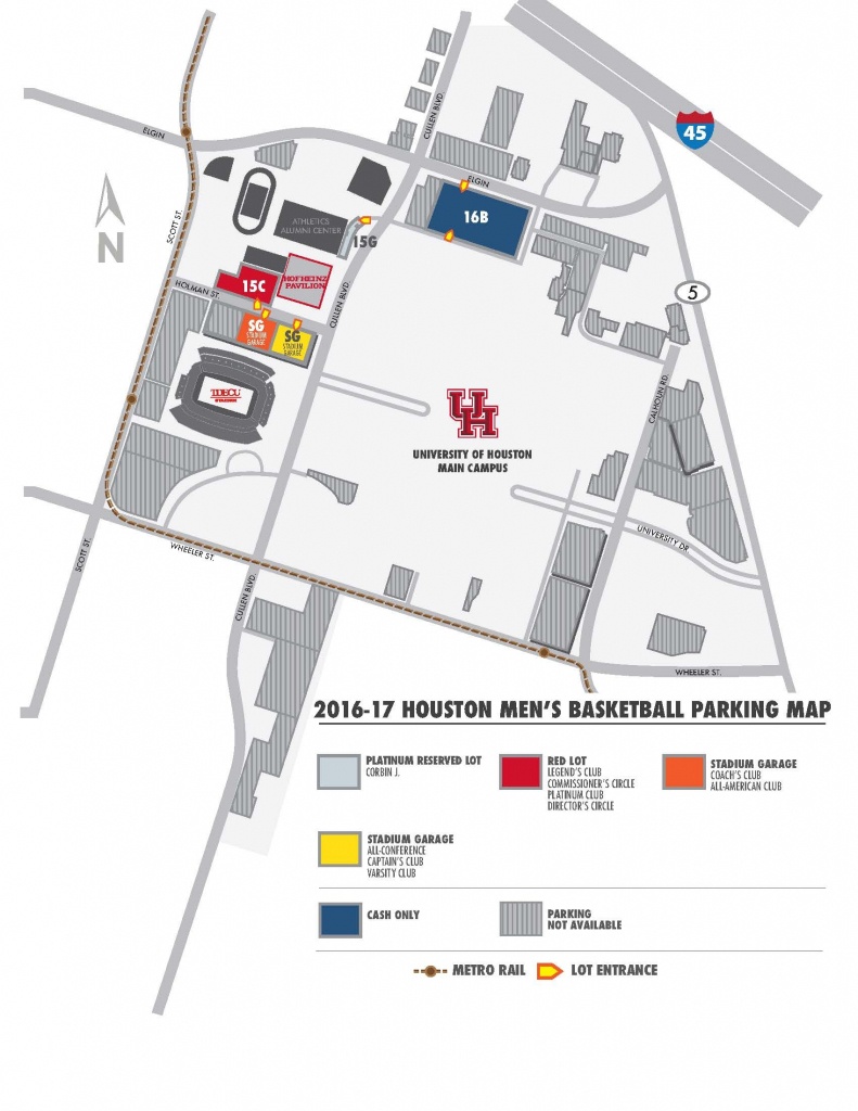 2016-17 Men's Basketball Parking Information - University Of Houston - University Of Texas Football Parking Map 2016