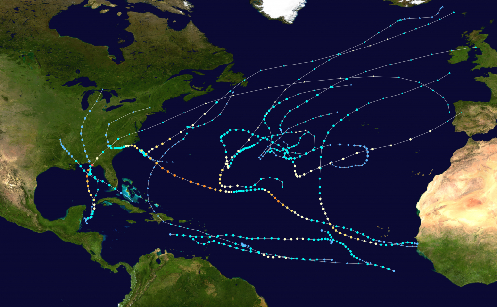 2018 Atlantic Hurricane Season - Wikipedia - Printable Hurricane Tracking Map