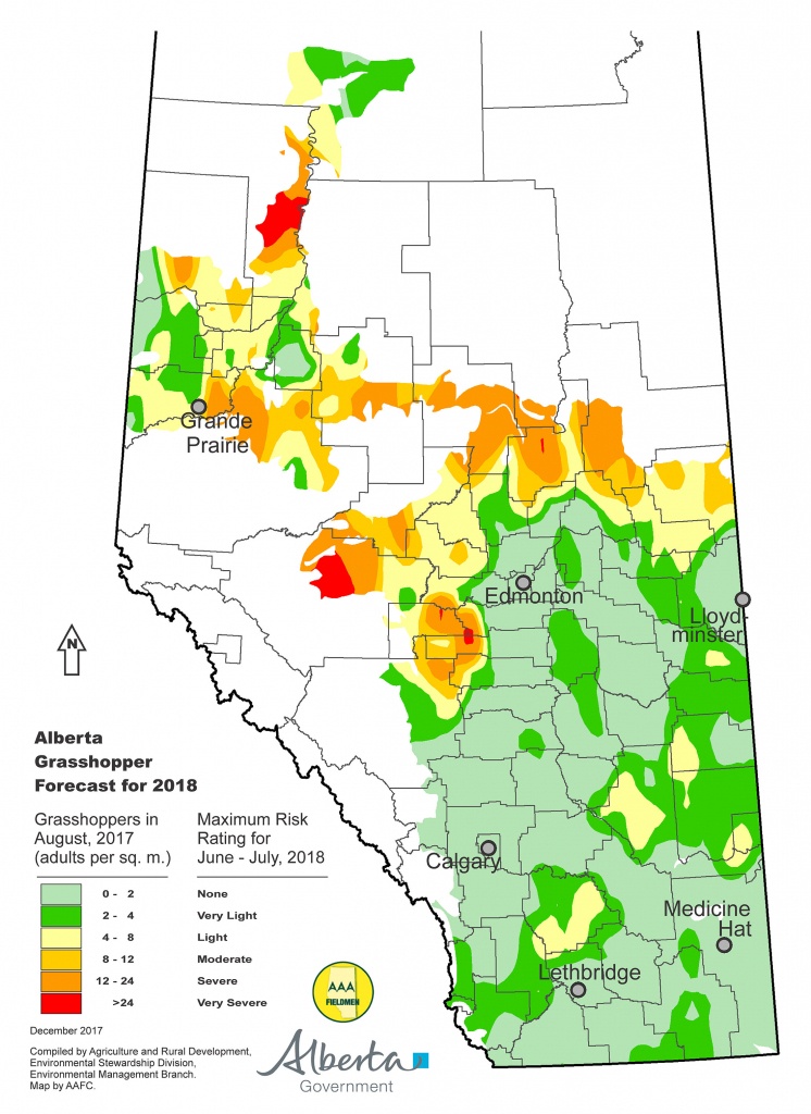 2018 Grasshopper Forecast | Alberta.ca - Printable Map Of Alberta