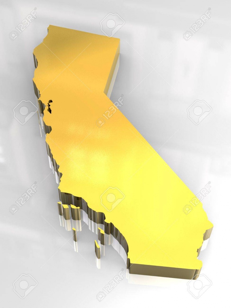 3D Made - Golden Map Og California Stock Photo, Picture And Royalty - 3D Map Of California