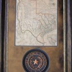 3D113 Republic Of Texas Seal W/ Republic Of Tx Map Western Art   Republic Of Texas Map Framed