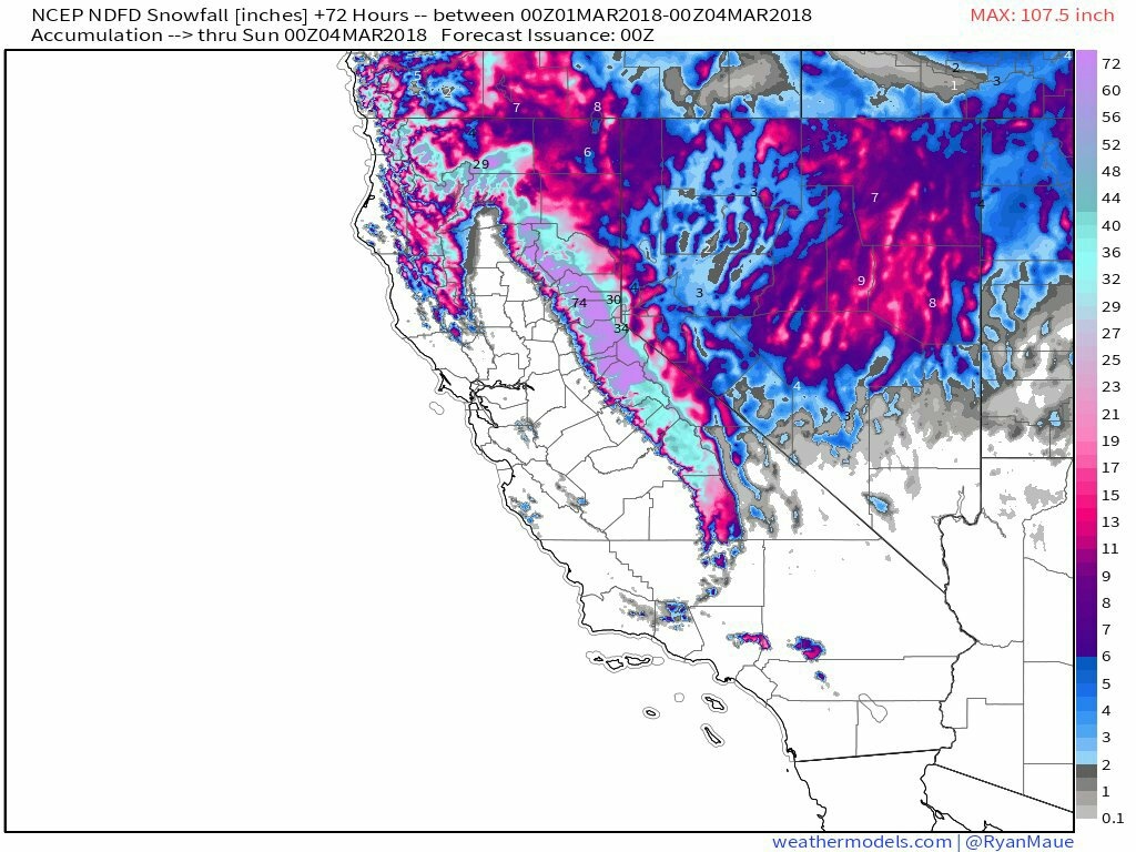 6 To 8 Feet Of Snow Forecast For California Mountains | Watts Up - California Snow Map