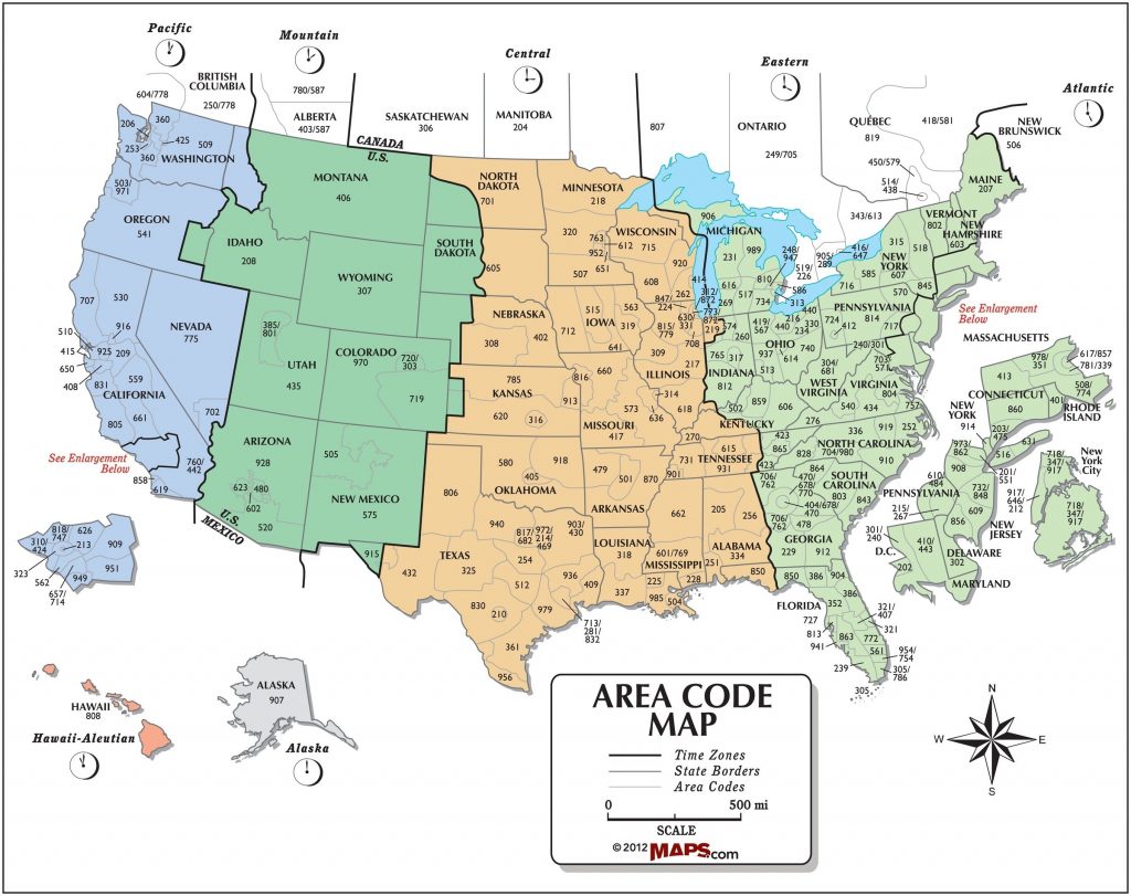 678 Us Area Code Time Zone Area Code Map Interactive And Printable Printable Area Code Map 1024x811 