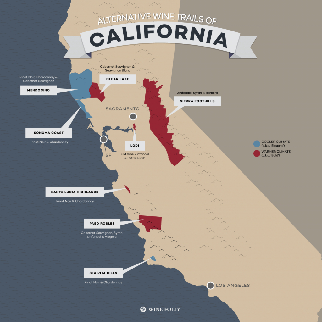 8 Alternative Wine Trails Of California | Wine Folly - California Wine Tours Map