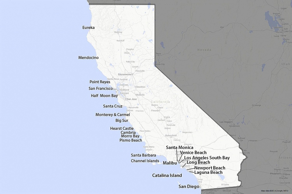 A Guide To California's Coast - California Coastal Towns Map