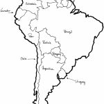 A Printable Map Of South America Labeled With The Names Each Outline   Printable Map Of South America With Countries