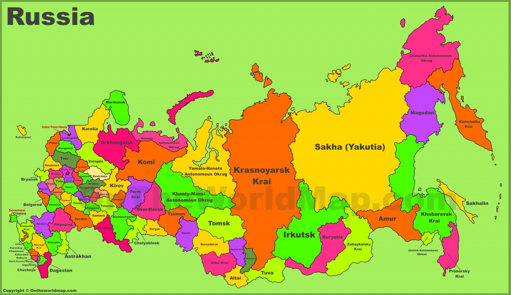Administrative Divisions Map Of Russia - Printable Map Of Russia