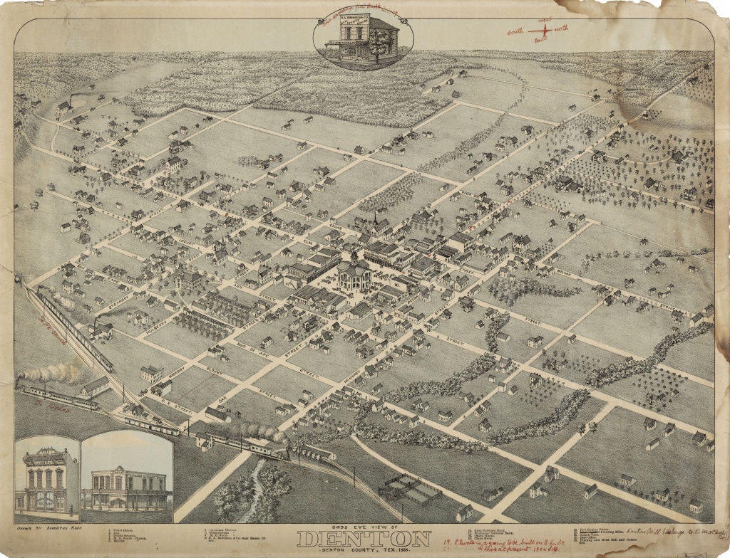 Aerial Map Of Denton, Texas (1883) : Mapporn - Aerial Map Of Texas