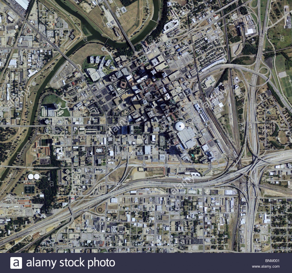 Aerial Map View Above Downtown Fort Worth Texas Stock Photo - Aerial Map Of Texas