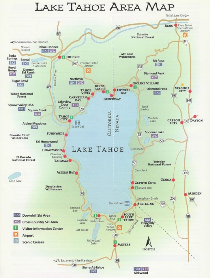 Map Of Lake Tahoe Area California