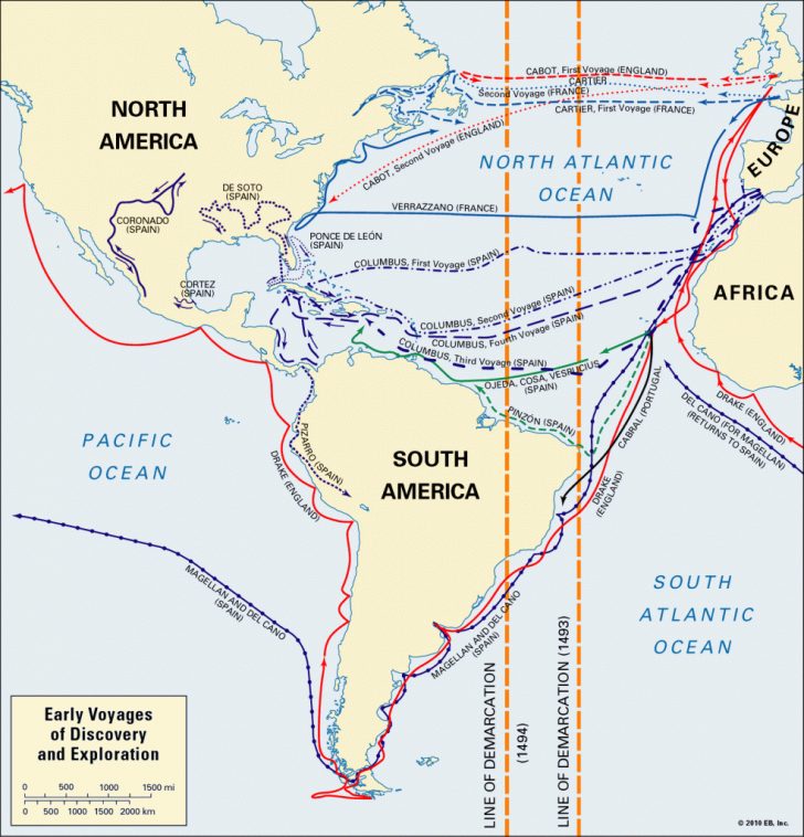 Printable Map Of Christopher Columbus Voyages