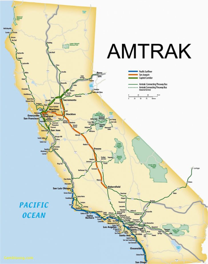 Amtrak Stations In California Map California Amtrak Route Map Www