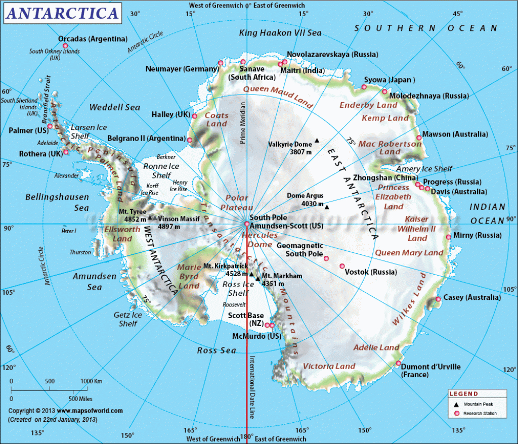 Antarctica Map, Map Of Antarctica, Information And Facts Of Antarctica - Printable Map Of Antarctica