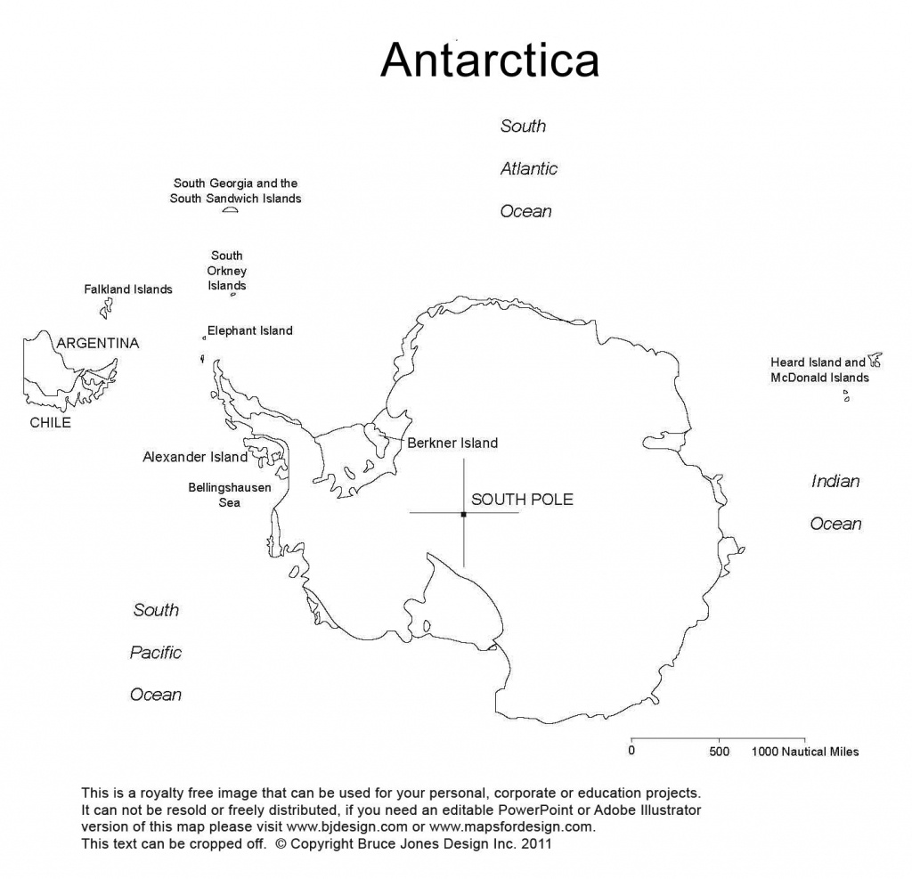 Antarctica, South Pole, Blank Printable Map, Outline, World Regional - Printable Map Of Antarctica