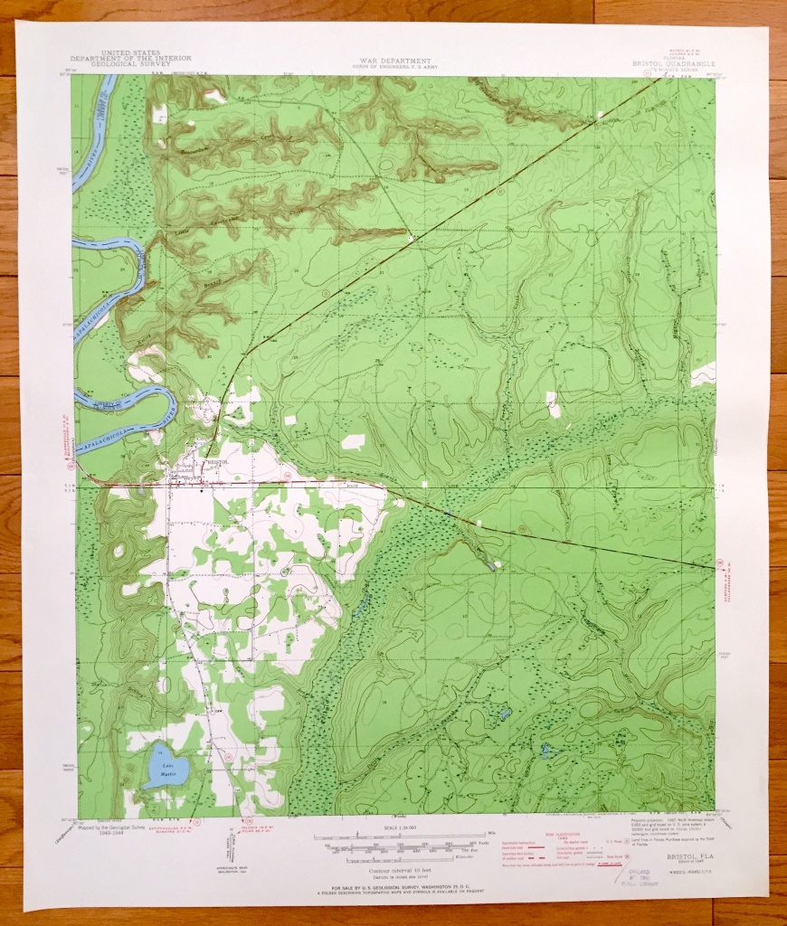 Antique Bristol Florida 1945 Us Geological Survey Topographic | Etsy - Bristol Florida Map