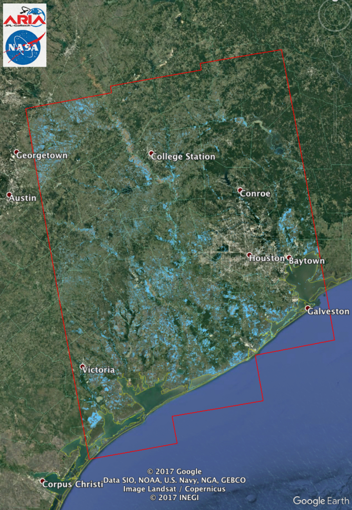 Aria Flood Extent Map Of Harvey From Sentinel-1 Sar Data | Nasa - Map Of Flooded Areas In Texas