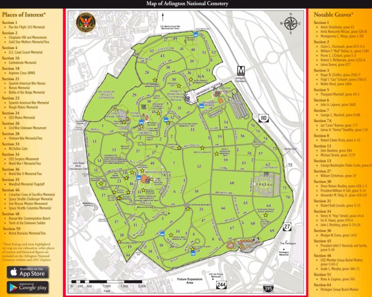 Arlington Cemetery Printable Map