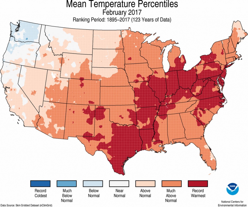 Assessing The U.s. Climate In February 2017 | News | National - Texas Temperature Map