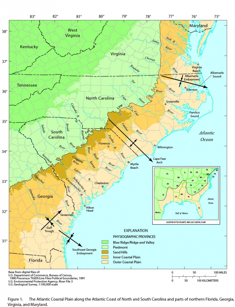 Atlantic Coastal Plain, Maryland To Florida - Florida Coast Map