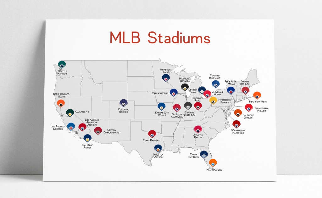 Baseball Map Baseball Stadiums Map Mlb Stadium Print | Etsy - Printable Map Of Mlb Stadiums