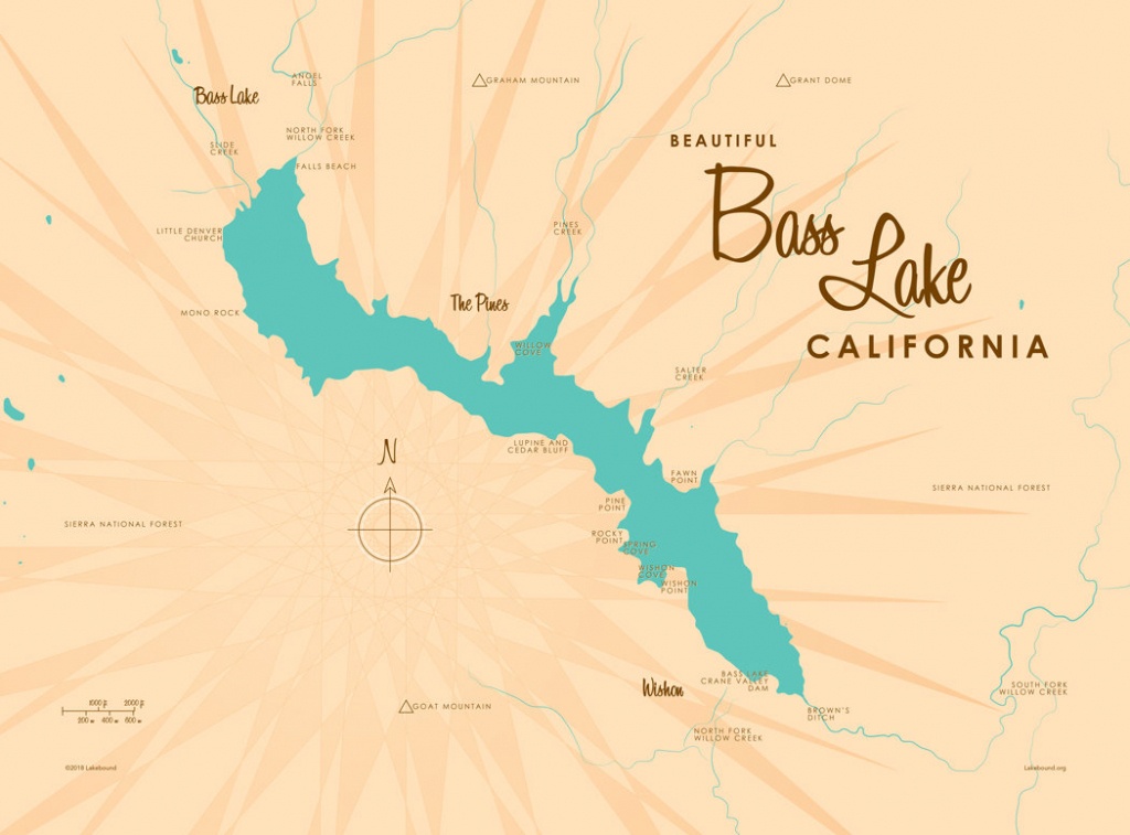 Bass Lake Ca Map Art Canvas Print | Etsy - Bass Lake California Map
