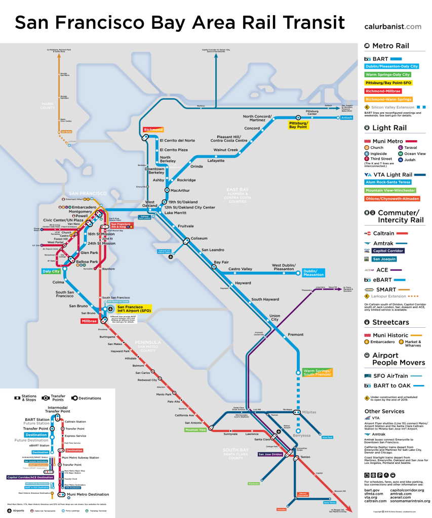 Bay Area Rail – Transit Maps &amp;amp; Posterscalurbanist - California Train Map