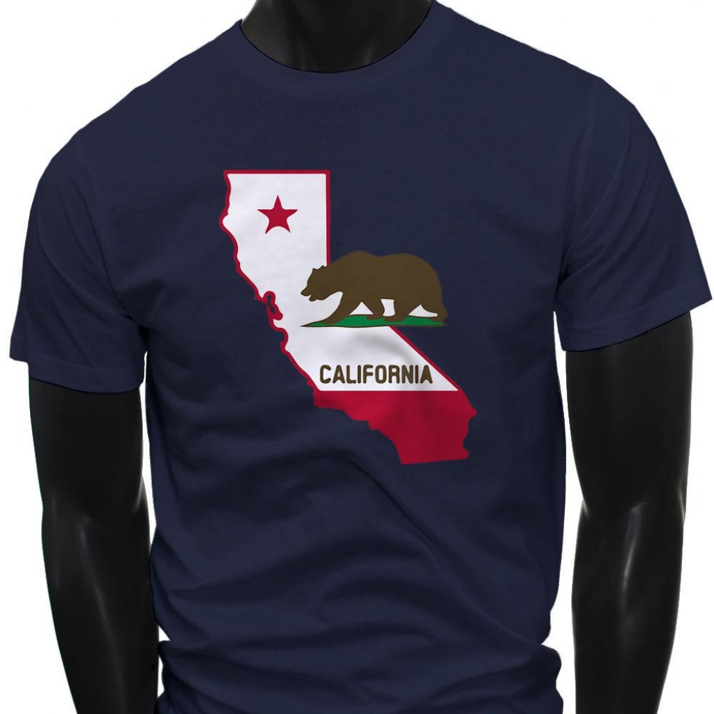 Bear Pride Home California State Map Flag Mens Navy T Shirt Funny - California Map T Shirt