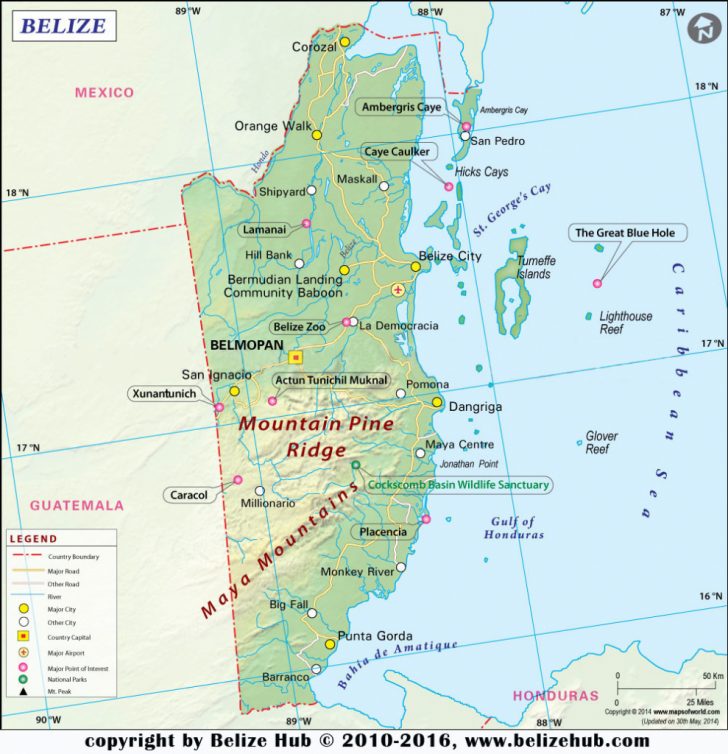 Printable Map Of Belize