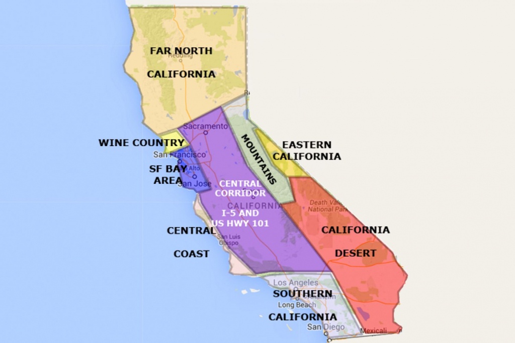 Best California Statearea And Regions Map - Map Of Central And Southern California Coast