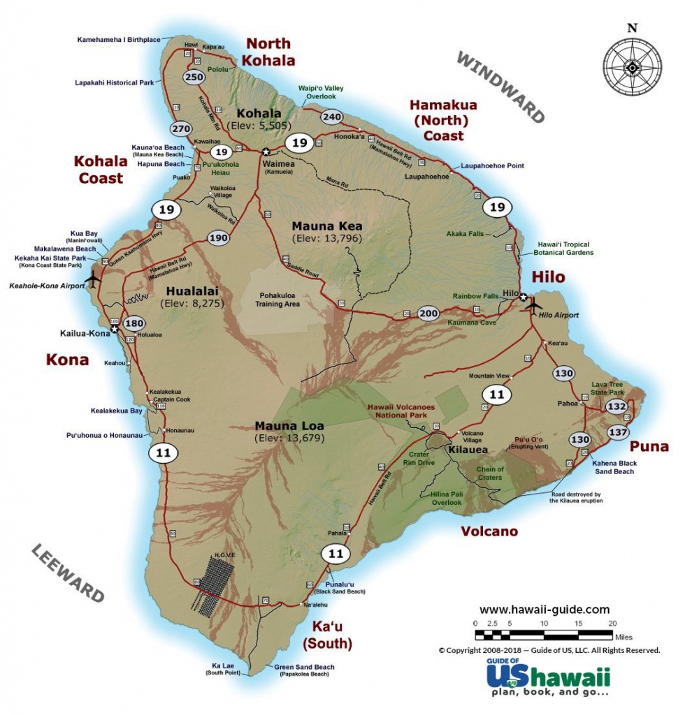 Big Island Of Hawaii Maps - Map Of The Big Island Hawaii Printable