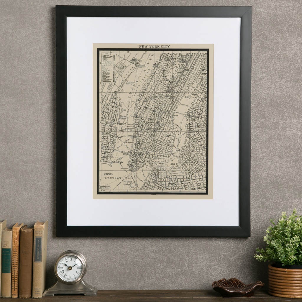 Birch Lane™ Heritage &amp;#039;vintage New York City Map&amp;#039; Framed Print On - Vintage Texas Map Framed