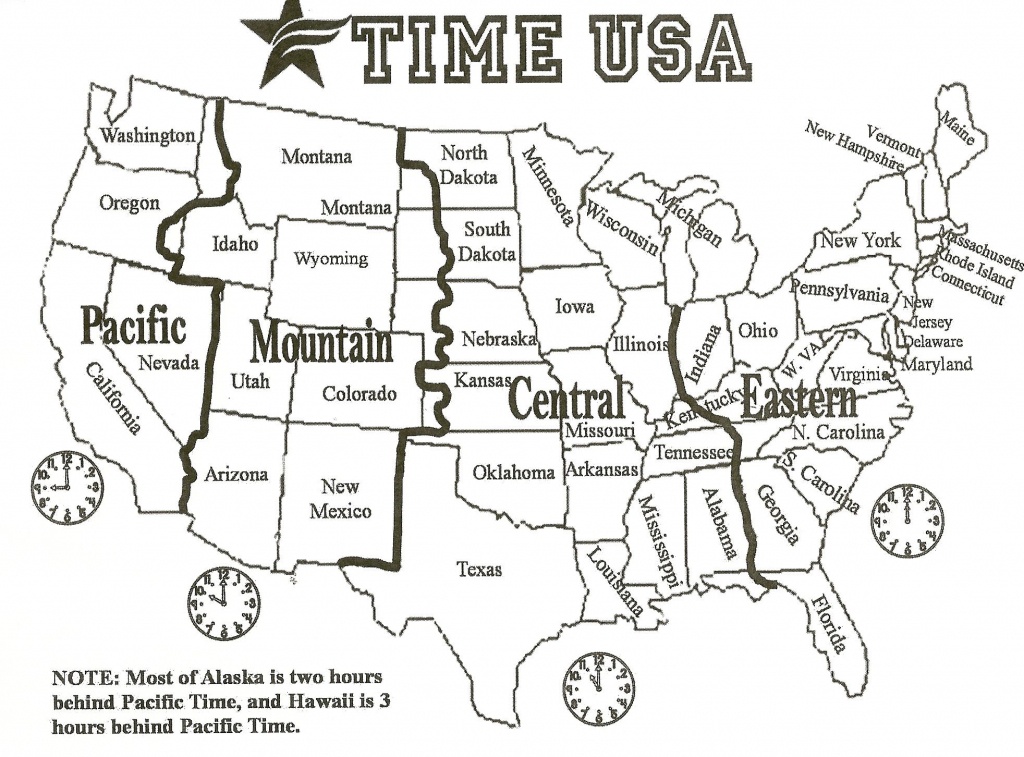 Black And White Us Time Zone Map - Google Search | Social Studies - Printable Usa Time Zone Map