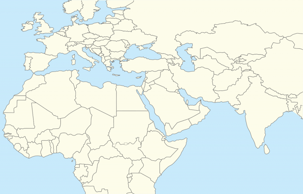 Blank Map Middle East With Other Areas | Maps | Middle East Map - Printable Map Of Middle East