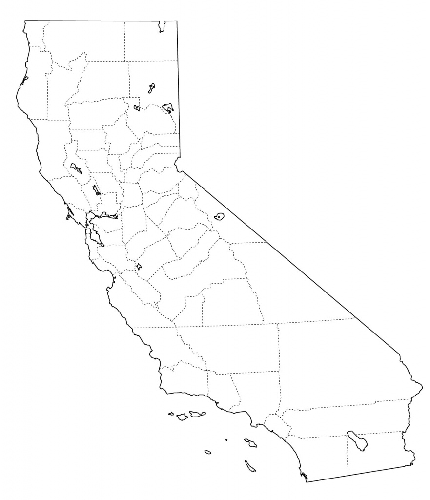 Blank Map Of California Counties Ca State With County Lines Best - Blank Map Of California Printable