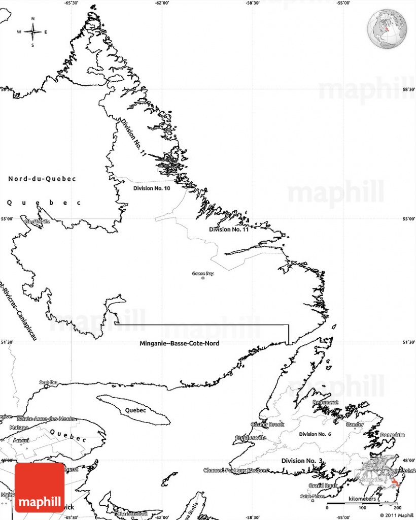 Blank Simple Map Of Newfoundland And Labrador - Printable Map Of Newfoundland