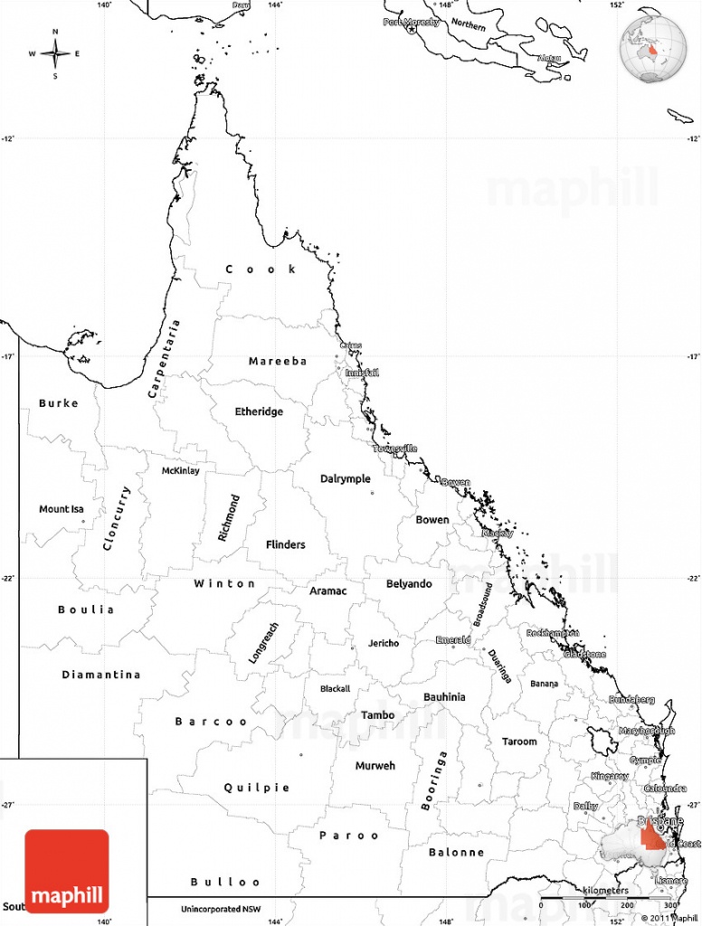 Blank Simple Map Of Queensland - Printable Map Of Queensland