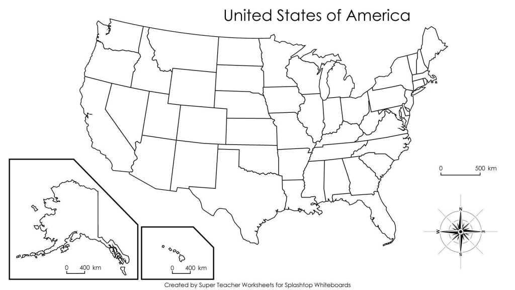 Blank Us Map With States Names Blank Us Map Name States Black White - Blank Printable Usa Map