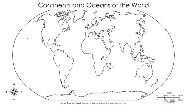 Map Of World Continents And Oceans Printable