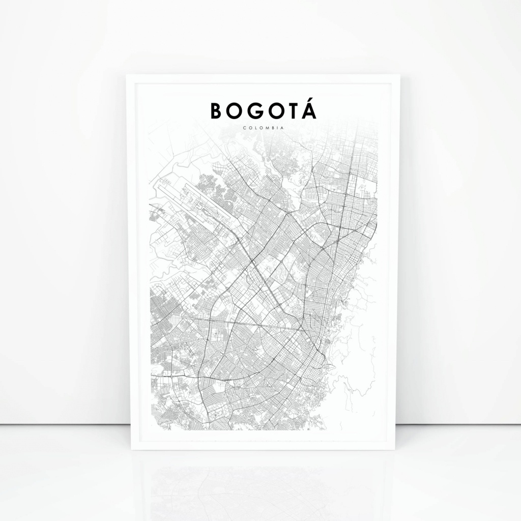Bogota Map Print Colombia Map Art Poster Bogotá City Street | Etsy - Printable Map Of Colombia